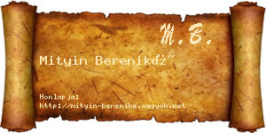 Mityin Bereniké névjegykártya